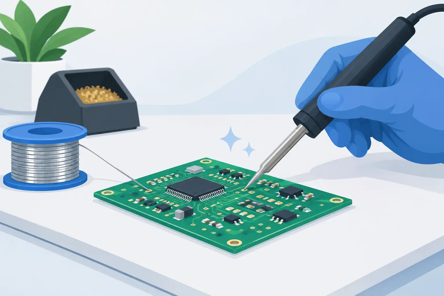 Soldadura electrónica para placas limpias